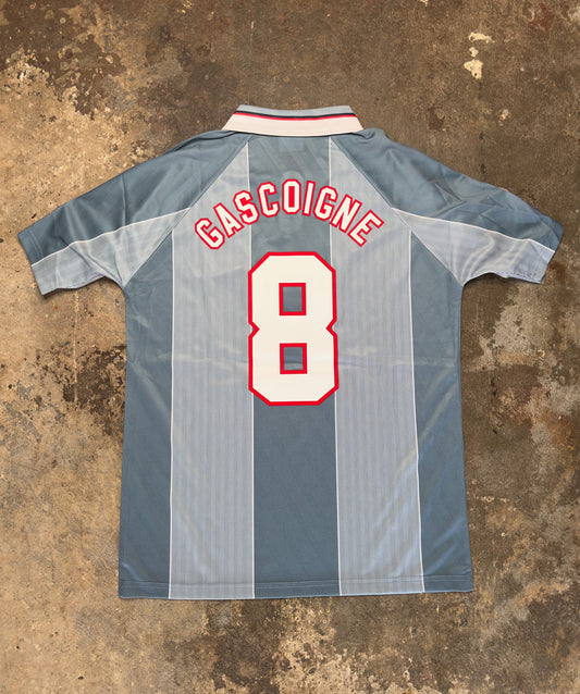 England 1996 Euro 96 Away Retro Shirt Gascoigne #8 | Vintage Umbro Grey Football Jersey