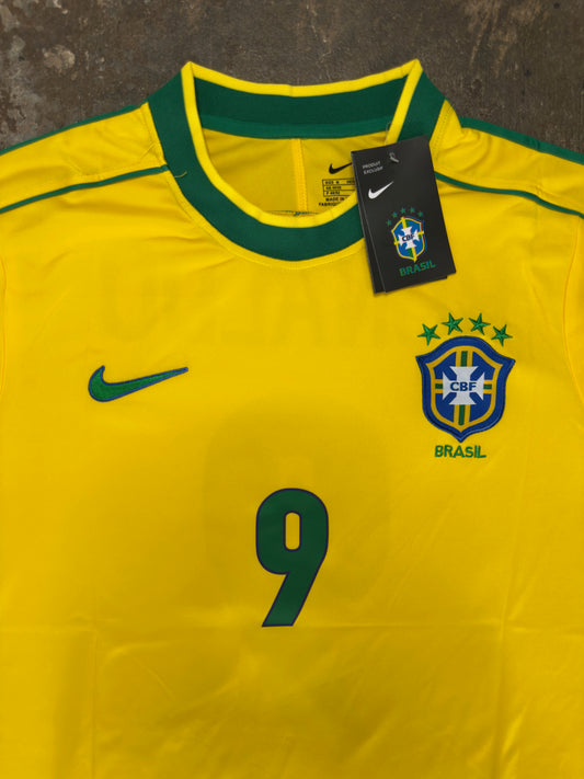 Brazil 1998 World Cup Home Retro Shirt Ronaldo #9 | Vintage Nike Football Jerse