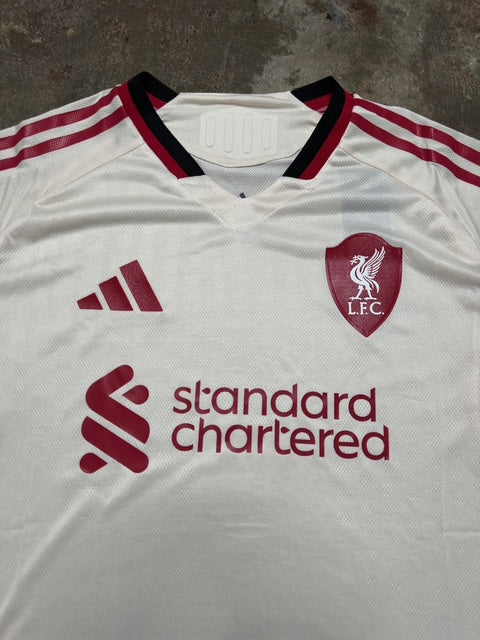 Liverpool 2025/26 Away Player Version Jersey – Adidas HEAT.RDY Football Shirt | 25/26 LFC Authentic Kit | White & Red Elite Match Edition