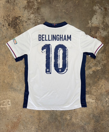 England Euro 2024 Final Home Jersey – Jude Bellingham #10 – White/Blue – Nike – Retro Style Football Shirt – Men’s Soccer Kit