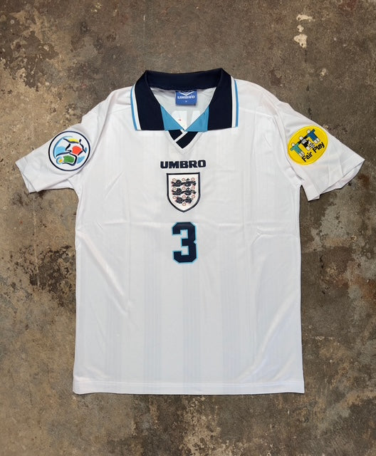 England Euro 1996 Home Jersey Pearce #3 – Umbro Retro Football Shirt | Vintage Three Lions 96 Kit | Classic England Fan Edition