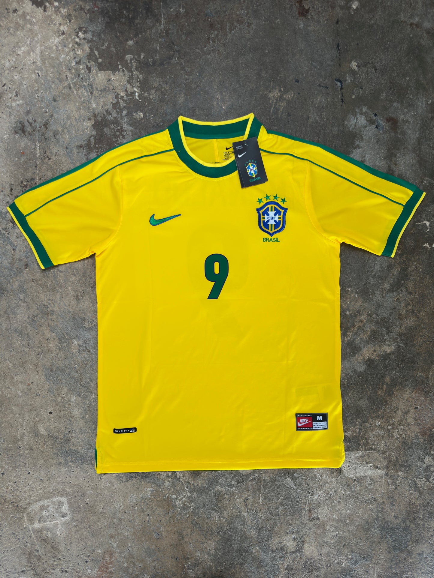 Brazil 1998 World Cup Home Retro Shirt Ronaldo #9 | Vintage Nike Football Jerse