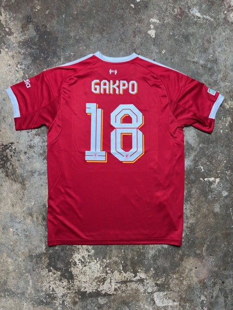 Liverpool FC Home Jersey 2025/26 Gakpo #18 | Adidas UCL Edition | Standard Chartered Sponsor | Men's Football Shirt