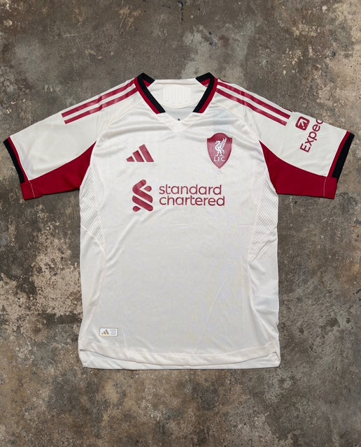 Liverpool 2025/26 Away Player Version Jersey – Adidas HEAT.RDY Football Shirt | 25/26 LFC Authentic Kit | White & Red Elite Match Edition