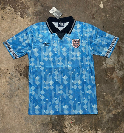England 1990 Away Shirt Gascoigne #19 Retro Umbro Blue Jersey Size Euro 90